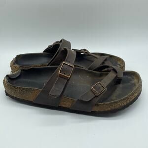 Birkenstock Dark Chocolate Brown Mayari Strappy Leather Cork Sandals Women 38.5